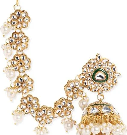 22K Gold plated Kundan crystal with statement Kan chain
