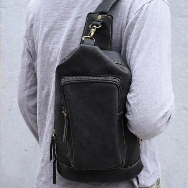 Genuine Leather Sling Bag for Men – Office Bag Synthetic Leather Crossbody Sling Bag