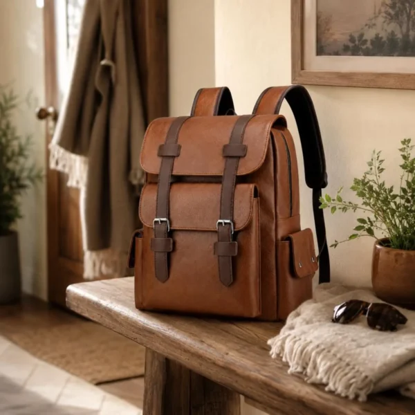 Leather Buckle Messenger Bag