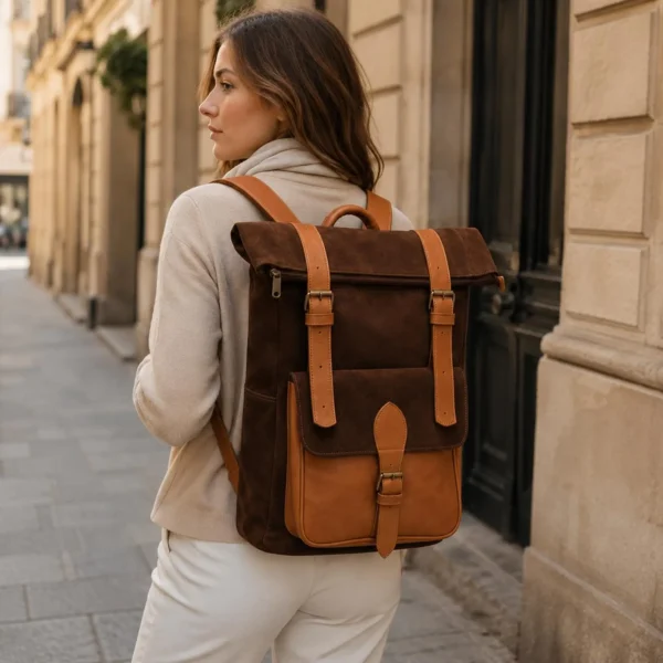 Leather Buckle Backpack